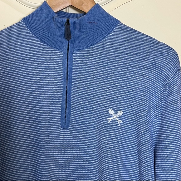 Vineyard Vines Mens Fish Bones Thaxter Cashmere Blend Quarter Zip Blue Sz Large - Picture 2 of 7